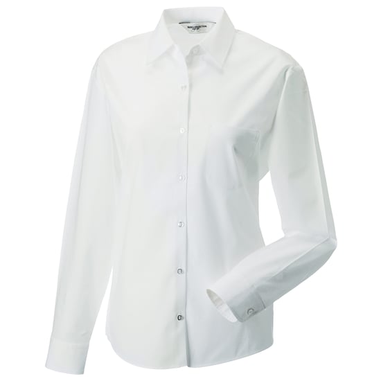 Jerzees Ladies/Womens Long Sleeve Pure Cotton Work Shirt (White) - Image 2