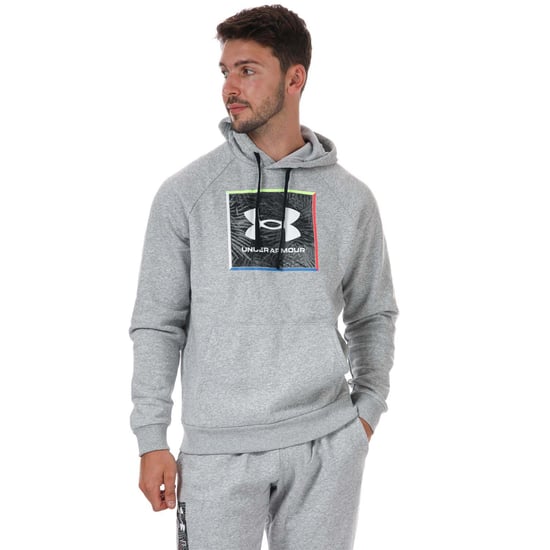 Men's Under Armour UA Rival Fleece Graphic Hoody in Grey