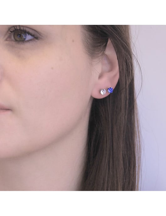 Pendientes de septiembre con piedra de nacimiento - Plata y azul marino - Image 2