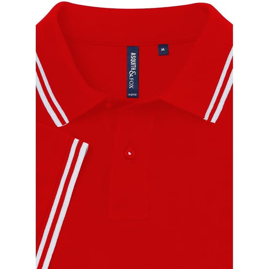 Asquith & Fox Mens Classic Fit Tipped Polo Shirt (Red/ White) - Image 2