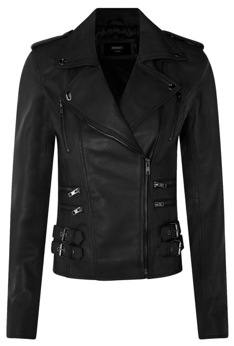 Womens Leather Brando Biker Jacket-Loddon