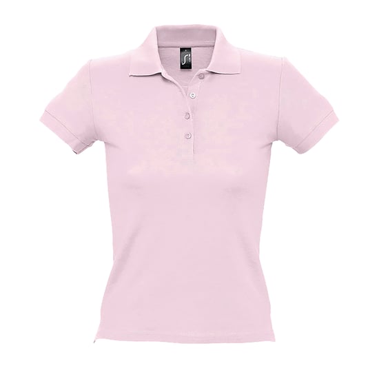 SOLS Womens/Ladies People Pique Short Sleeve Cotton Polo Shirt (Pale Pink) - Image 1