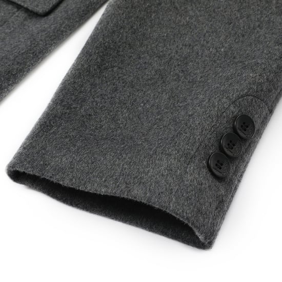 Men's Knee-Length Winter Wool Coat Slim Fit Turn-Down Collar Business Coats Gray - Image 5