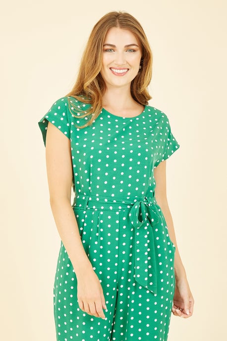Green Spot Print Jumpsuit