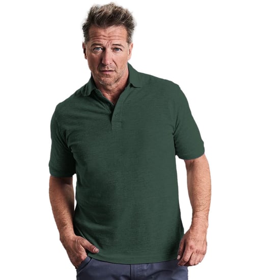 Russell Mens 100% Cotton Short Sleeve Polo Shirt (Bottle Green) - Image 2
