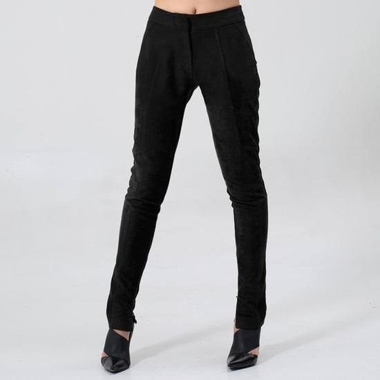 Slim pants structured in stretch suede - Image 1