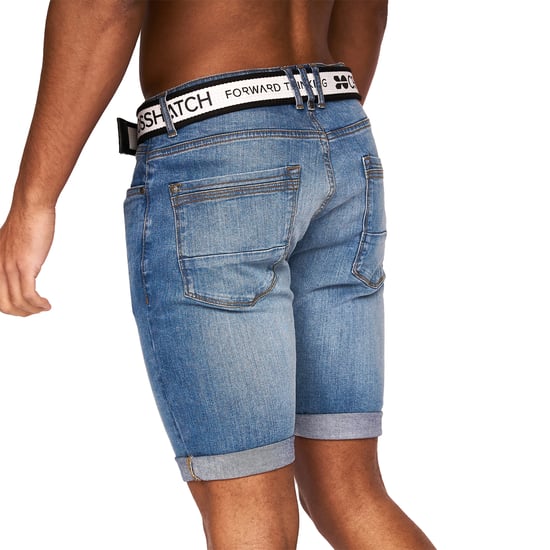 Crosshatch Mens Reestier Denim Shorts (Light Wash) - Image 3