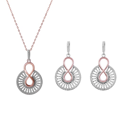 Orphelia 'Frida' Women's 925 Sterling Silver Set: Necklace + Earrings - Rose SET-7437 - Image 1