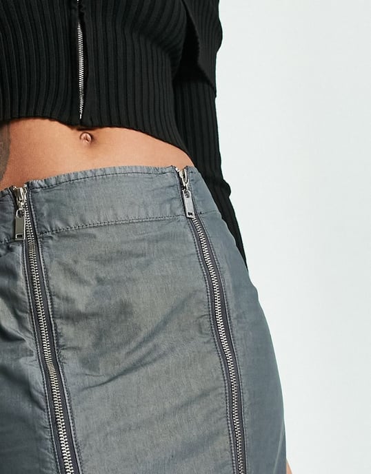 COLLUSION fishtail detail cargo maxi skirt in charcoal-Grey