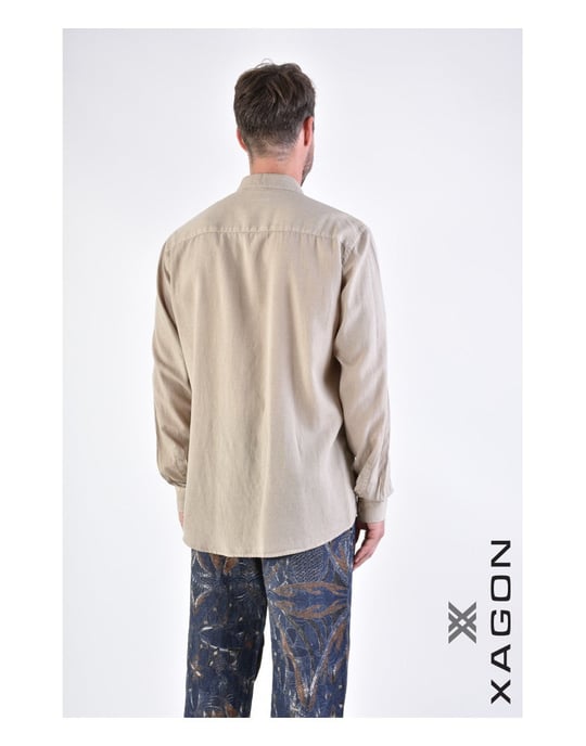 Xagon Camisa Manica del hombre beige - Image 4