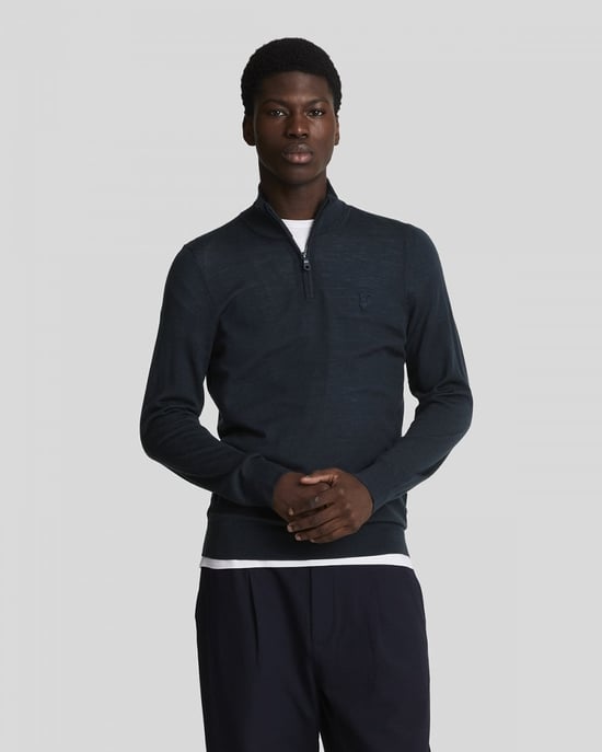 Lyle & Scott Tonal Eagle Merino Mens Quarter-Zip Jumper - Image 1