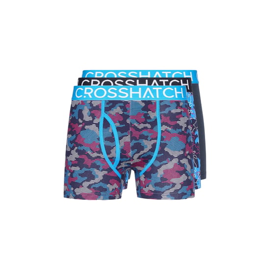 Crosshatch Mens Linamo MVE Open Fly Boxer Shorts (Pack of 3) (Blue) - Image 1