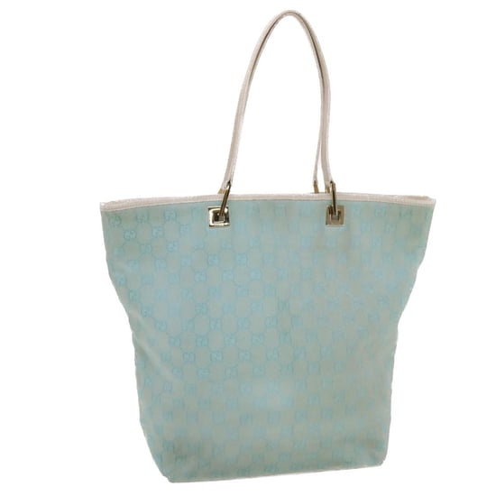 GUCCI GG Canvas Tote Bag Light Blue White Auth 50181 - Image 6
