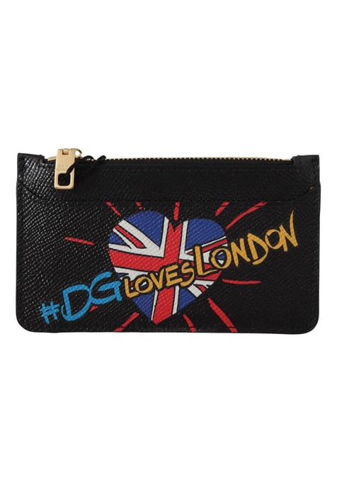 Dolce & Gabbana Women's Black Leather #DGLovesLondon  Cardholder Coin Case  Wallet