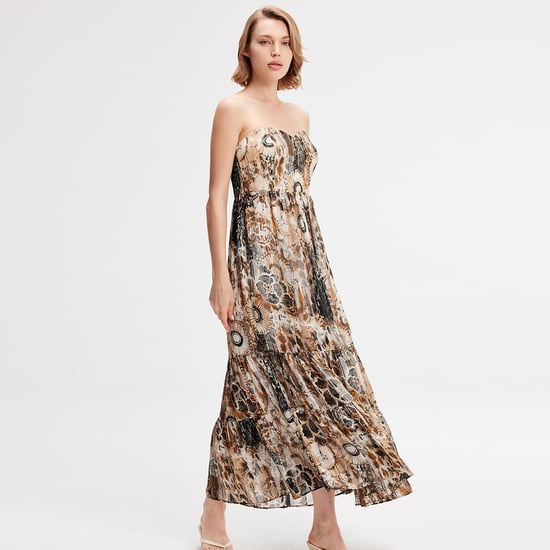 Bustier chiffon maxi dress with abstract floral print - Image 4