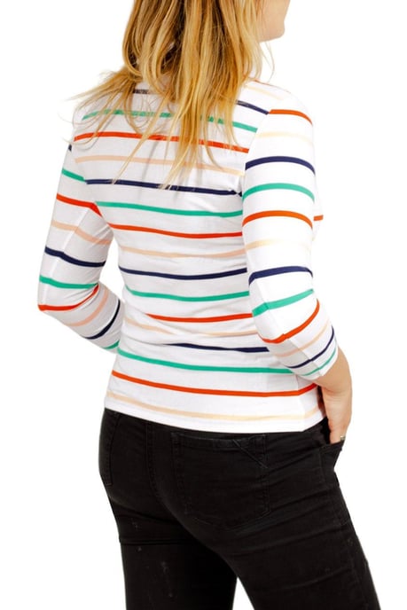 Striped cotton rich slash neck tops