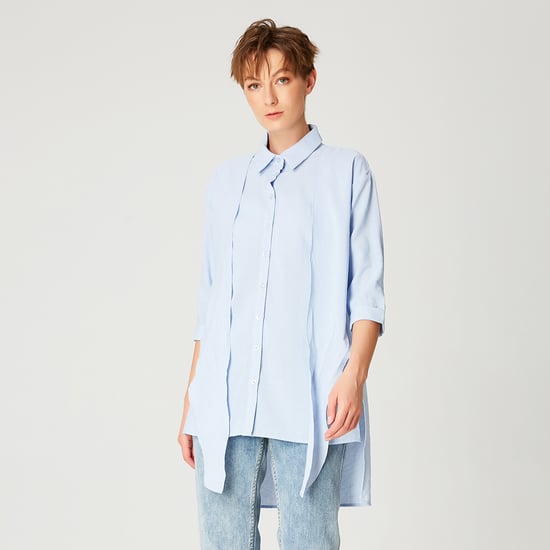 Long shirt with knotted panels in front - Image 4