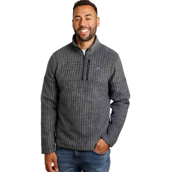 Weird Fish Mens Longmont Grid Eco Friendly Quarter Zip Fleece Top (Navy) - Image 4