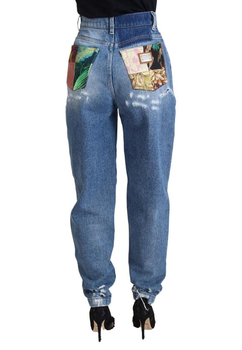 Jeans de mezclilla desgastados de algodón azul para mujer de Dolce & Gabbana - Image 3