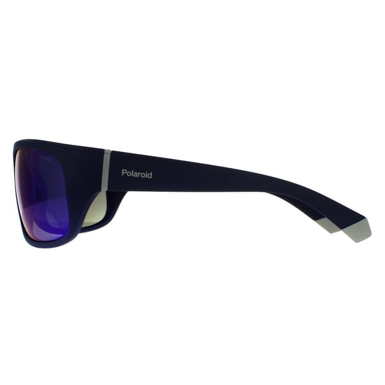 Gafas de sol polarizadas Polaroid Wrap para hombre en azul y gris con espejo azul - Image 3