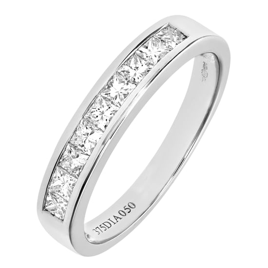 Anillo de media eternidad con engaste de canal de diamantes de talla princesa de 0,50 quilates en oro blanco de 9 quilates - Image 2