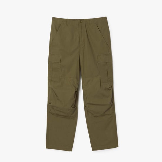 Men's Lacoste Straight-Fit Multi Pocket Cargo Pants in Green