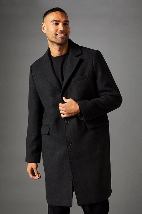 Charcoal Signature 3 Button Epsom Wool Blend Coat