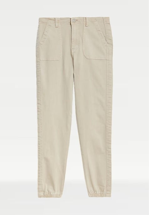 M&S Collection Ladies Algodón Slim Fit Tobillo Grazer Joggers Beige - Image 5