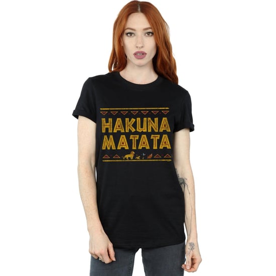 Disney Womens/Ladies The Lion King Hakuna Matata Cotton Boyfriend T-Shirt (Black)