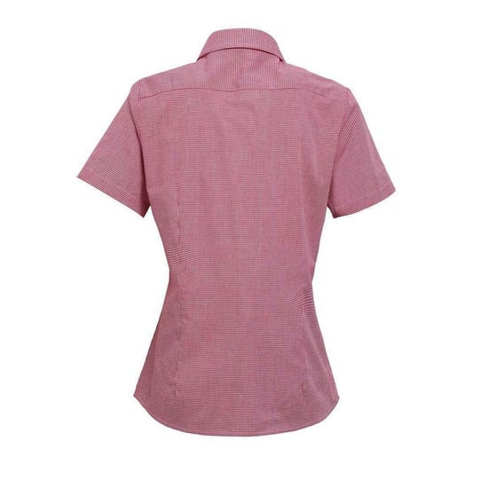 Premier Womens/Ladies Gingham Short-Sleeved Shirt (Red/White) - Image 2