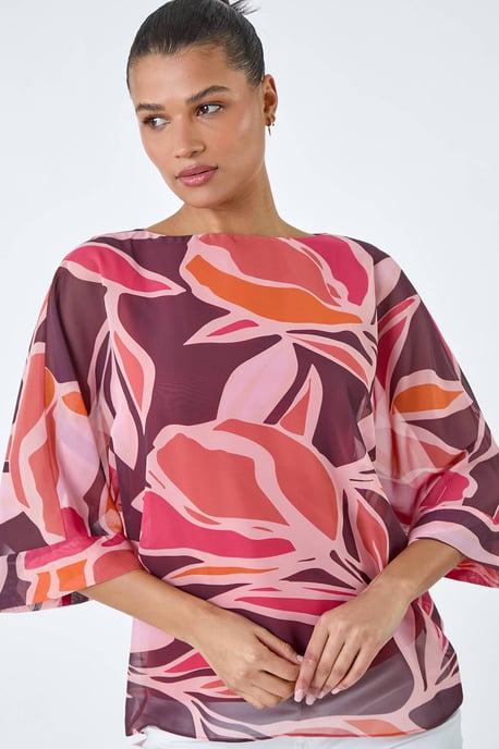 Floral Print Overlay Top