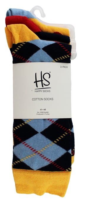 HS by Happy Socks - Pack de 3 calcetines de vestir divertidos y originales para hombre - Punto (Azul Marino) - Image 2