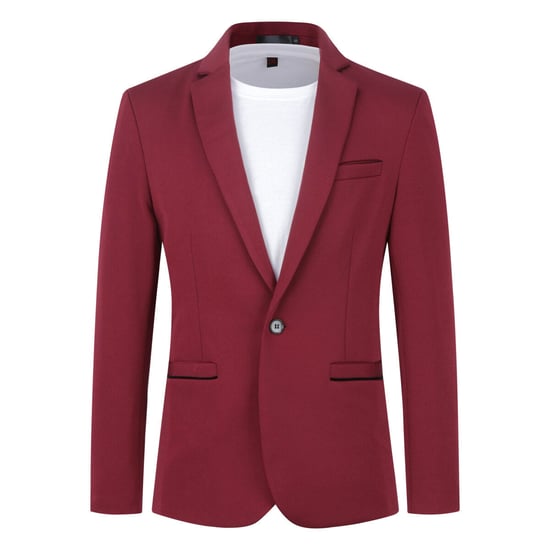 Men's Suit Jacket Slim Fit Coat Business Daily Blazer Red