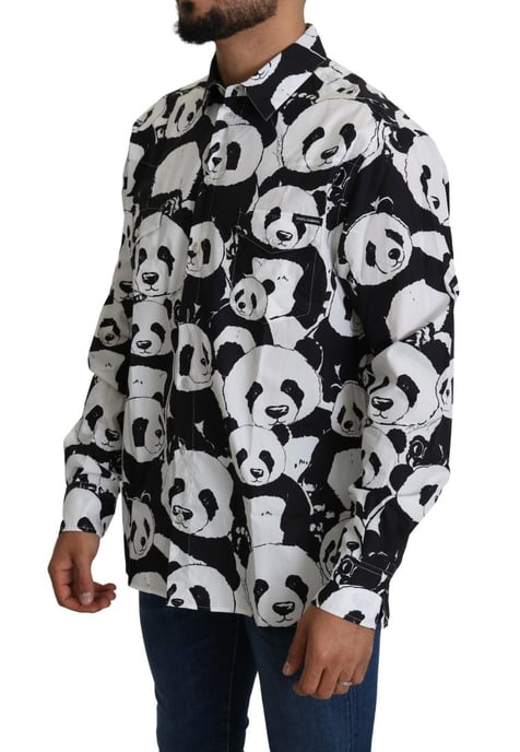 Camisa Casual 100% Algodón Negra Panda para Hombre de Dolce & Gabbana - Image 4