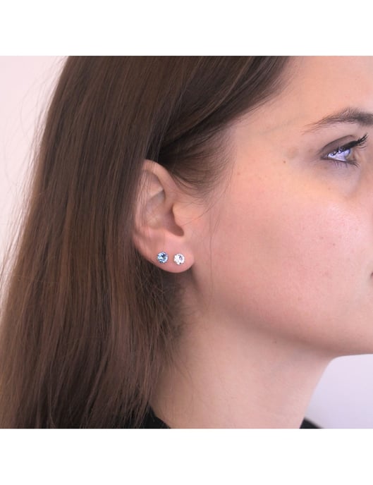Pendientes Marte con Piedra de Nacimiento - Plata y Azul Claro - Image 2