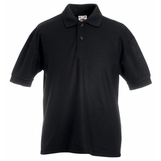 Fruit of the Loom Childrens/Kids Pique Short-Sleeved Polo Shirt (Black) - Image 3