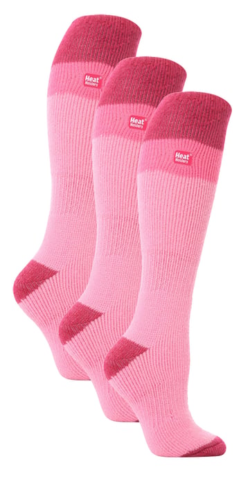 Heat Holders - 3 Pack Ladies Thermal Knee High Ski Socks | WoMens Thick Winter 2.3 TOG Long Skiing Socks - Rosa Claro / Frambuesa - Image 1