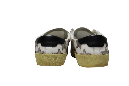 Saint Laurent Paris SL/06 Metallic Stars Low Sneakers in White Leather - Image 4