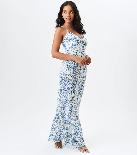 Dobby Floral Chiffon Strappy Maxi Dress - Image 1