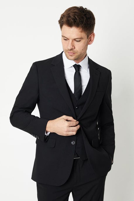 Tailored Fit Black Essential Suit Jacket - Image 1