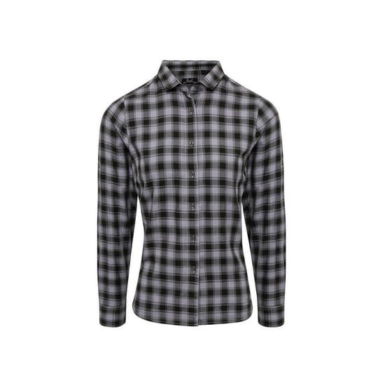 Premier Womens/Ladies Mulligan Checked Long-Sleeved Shirt (Steel/Black) - Image 1