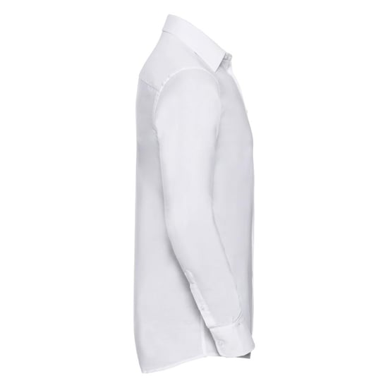 Russell Collection Mens Long Sleeve Easy Care Tailored Oxford Shirt (White) - Image 3
