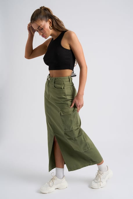 Khaki Soda Cargo Skirt