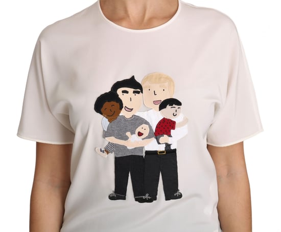 Camiseta de Seda Estiramiento Blanca para Mujer de Dolce & Gabbana #dgfamily - Image 4