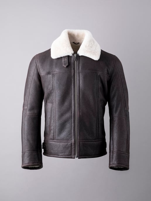 Hawker Sheepskin Flying Jacket in Dark Brown
