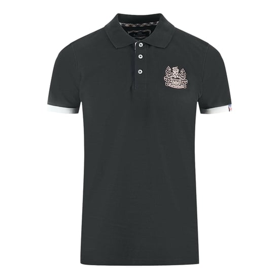 Polo negro con cuello de marca Aquascutum - Image 1