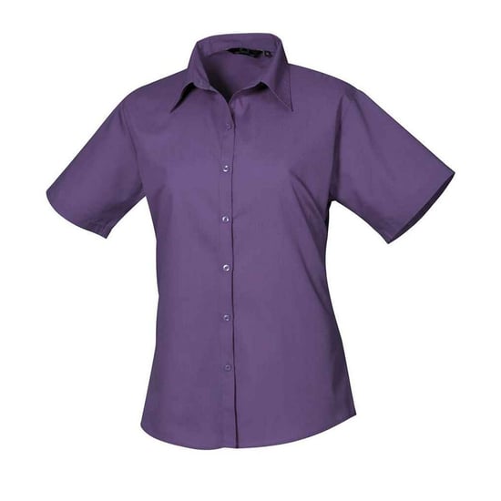 Premier Womens/Ladies Poplin Short-Sleeved Blouse (Purple) - Image 1