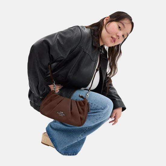 Teri Shoulder Bag in Smooth Leather with Ruching