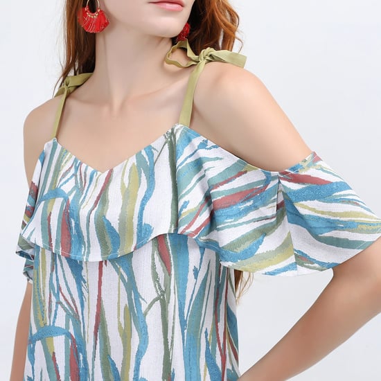 Top with tropical print and ruffles on the shoulders - Image 4