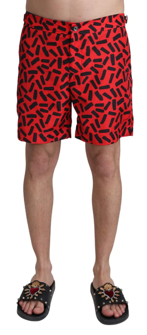 Shorts de baño para hombre de Dolce & Gabbana con patrón rojo - Image 1
